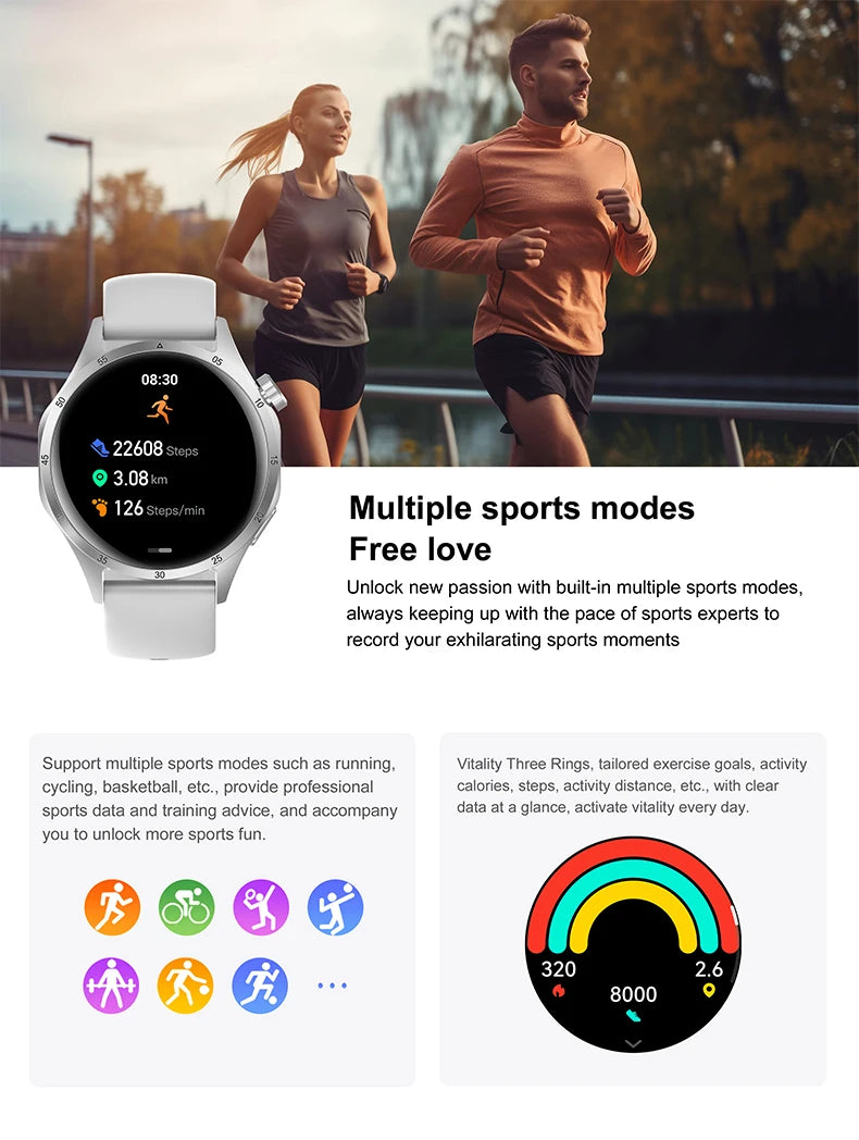 2025 New Mens Smart Watch 360 * 360 Bluetooth Call Smartwatch AMOLED Screen GPS Smart Watches NFC Waterproof Smart Watch for Men