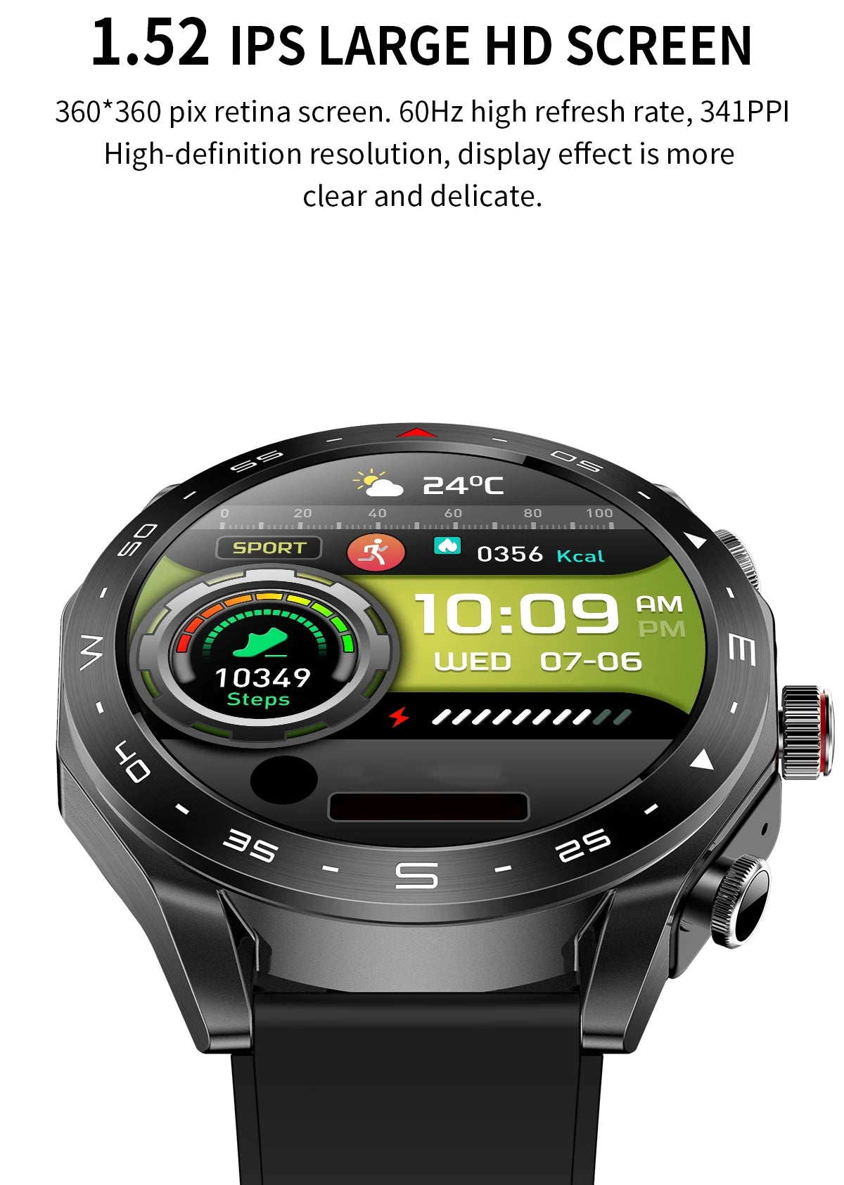 Men's super smart watch with 400mAh large battery and stainless steel body sturdy and durable with Bluetooth calling function