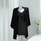 Sexy Lace Nighty&Robe Set Nightgown Silky Satin Home Dress Lounge Wear Summer Female Sleepwear Kimono Bathrobe Gown Lingerie