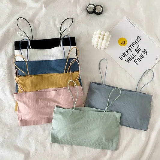 Women Sling Tube Top Sexy Bra Top Breathable Chest Pad Wearing Underwear Strapless Blouse Tube Top Bandeau