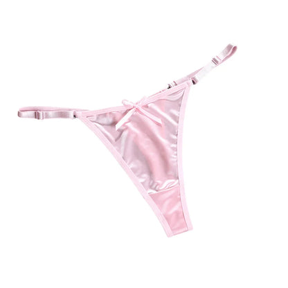 Sexy Women's Satin Soft G-Strings Thongs T-Panties Low Waist Bow Briefs Shorts Comfortable Female Underwear Трусы Женские