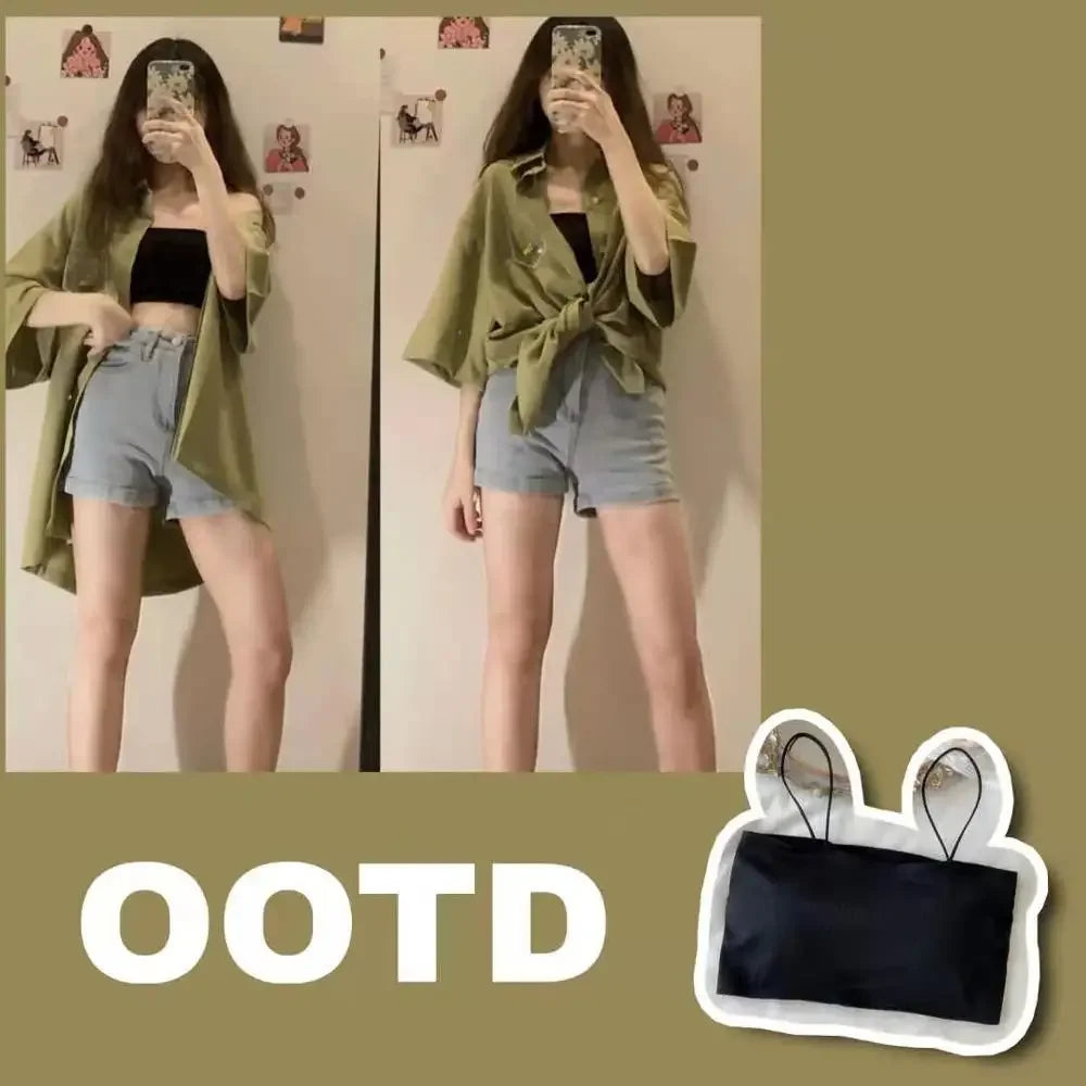 Women Sling Tube Top Sexy Bra Top Breathable Chest Pad Wearing Underwear Strapless Blouse Tube Top Bandeau