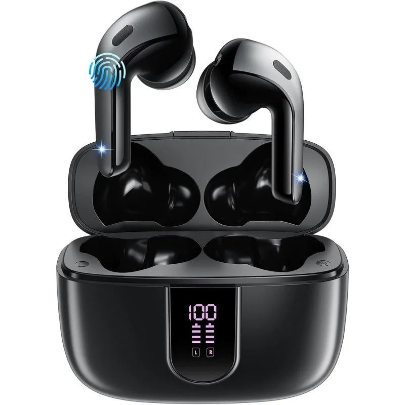 Bluetooth Earbuds V5.3, 45H Playtime, LED Display, Bluetooth Headphones with Mic, Touch Control, IPX5 Waterproof