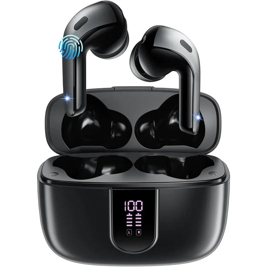 Bluetooth Earbuds V5.3, 45H Playtime, LED Display, Bluetooth Headphones with Mic, Touch Control, IPX5 Waterproof