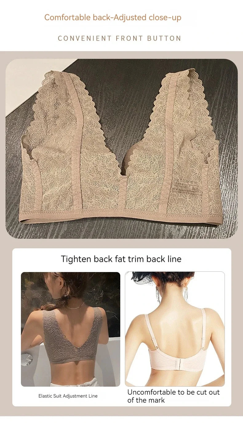 Front-button Sexy Enhancing Beautiful Back Bra for Young Girls with Small Breasts Anti-sagging Adjustable Side Bust Control Bra
