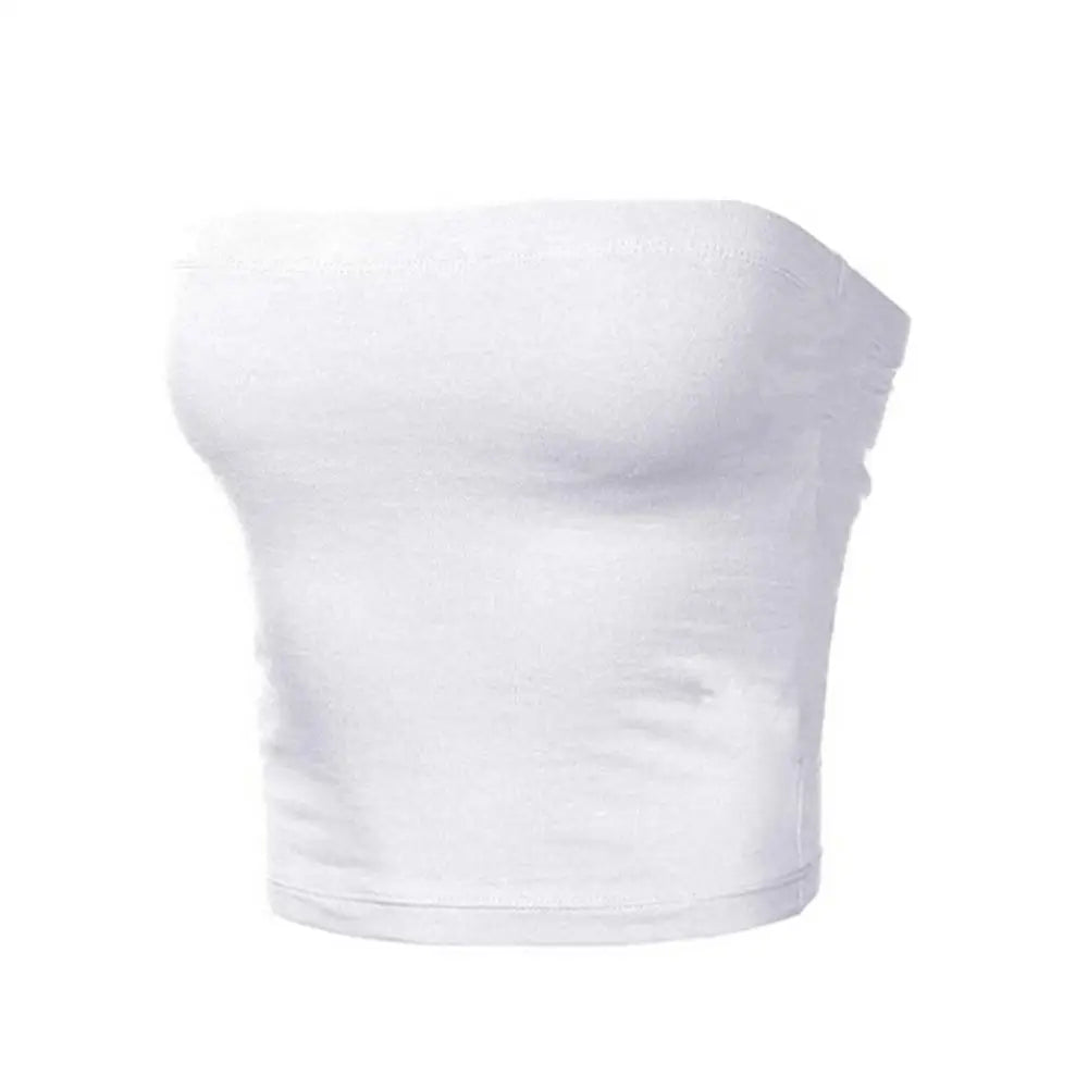 Women Tube Top Sexy Bodycon Crop Tube Top Solid Stretchy Tube Top Casual Every Day Tops Women's Strapless Cropped Mini Bustier