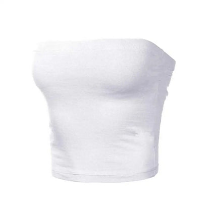 Women Tube Top Sexy Bodycon Crop Tube Top Solid Stretchy Tube Top Casual Every Day Tops Women's Strapless Cropped Mini Bustier