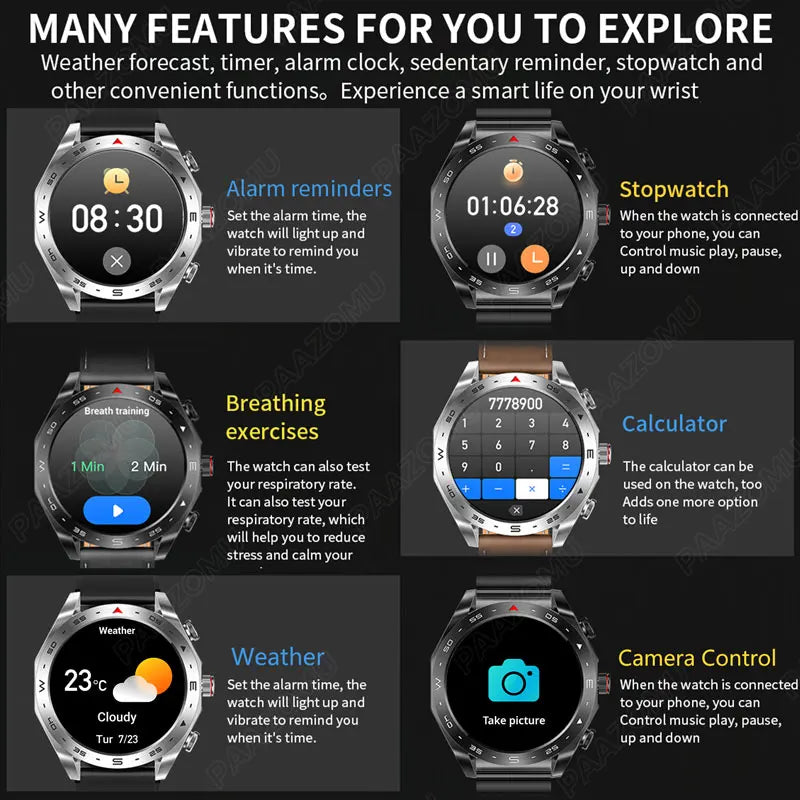2025 New Smart Watch with TWS Earbuds 1.52 Inch AMOLED IP67 Waterproof Bluetooth Calls MP3 Music Smartwatch for Men Android iOS