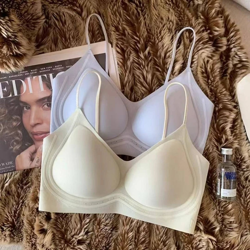 Women's Invisible Backless Tube Top with Liquid Foundation and No Steel Ring, Anti-sagging and Gathered Camisole Bra