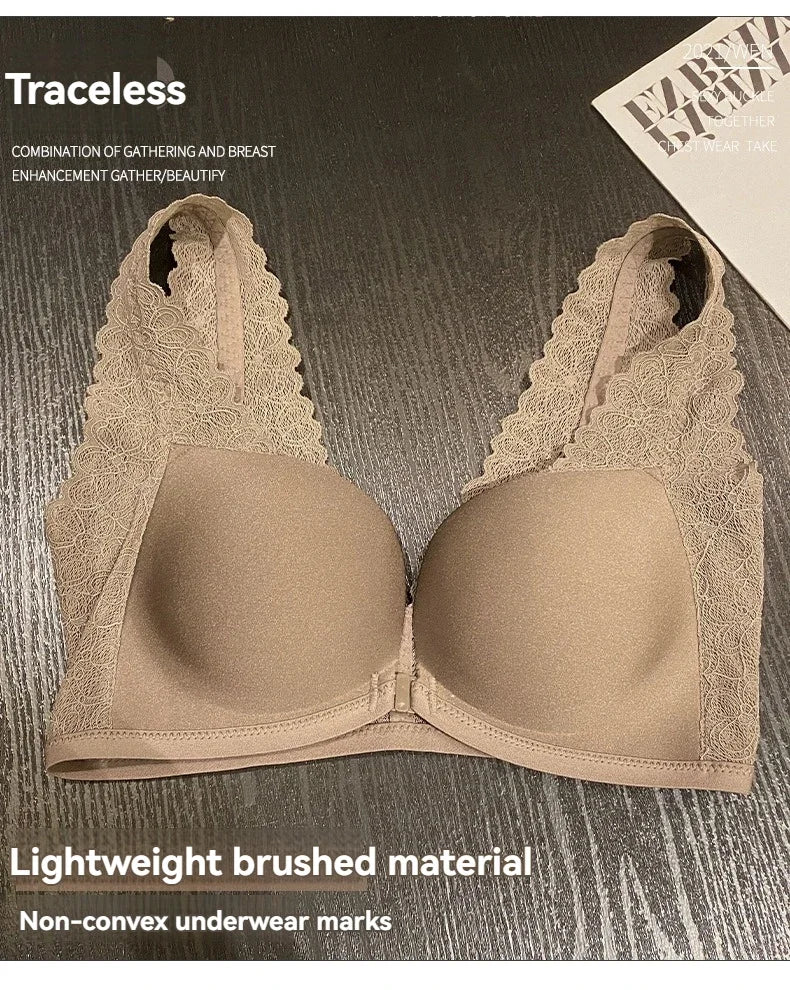 Front-button Sexy Enhancing Beautiful Back Bra for Young Girls with Small Breasts Anti-sagging Adjustable Side Bust Control Bra