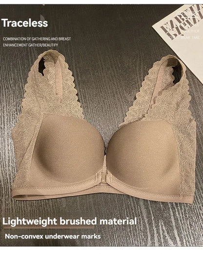Front-button Sexy Enhancing Beautiful Back Bra for Young Girls with Small Breasts Anti-sagging Adjustable Side Bust Control Bra
