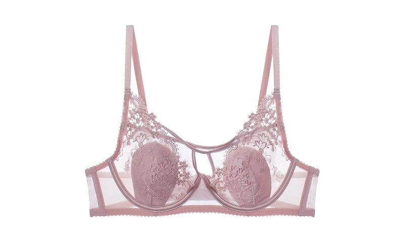 BANERDANNI Modest French Bra Set - Lace Minimizer Bust Reducer with Steel Ring Rabbit-Ear Slimming Support & Discreet Coverage
