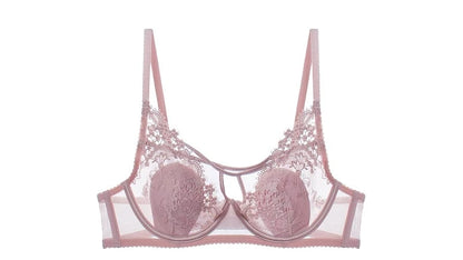 BANERDANNI Modest French Bra Set - Lace Minimizer Bust Reducer with Steel Ring Rabbit-Ear Slimming Support & Discreet Coverage