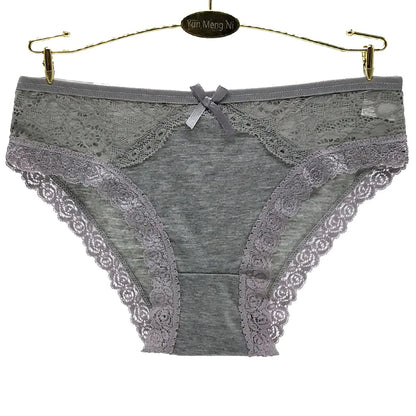 Women Underwear Cotton Sexy Lace Ladies Knickers Panties Low Waist Everyday Briefs 5 pcs/lot