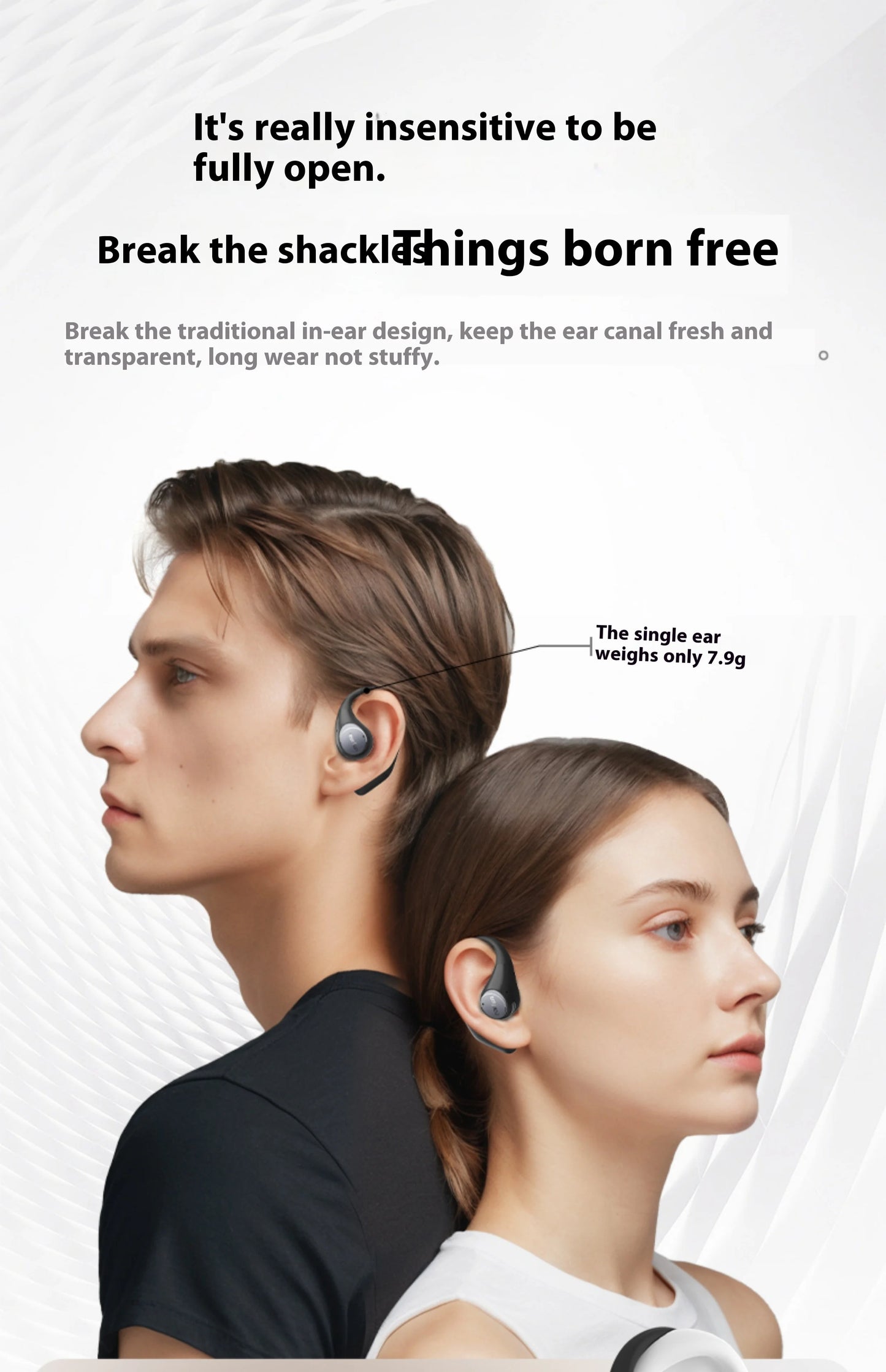 EarFun OpenJump Open-Ear Wireless Earbuds 4-mic AI Noise Cancellation IPX7 Waterproof Hi-Res LDAC Low Latency Earphone Custom