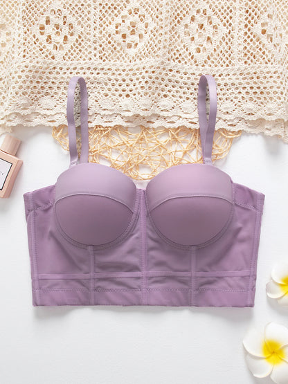Breathable Bra Buckle Style Design Adjustable Size Solid Color Simplicity Elegant Comfortable New Shoulder Strap Gauze Bra