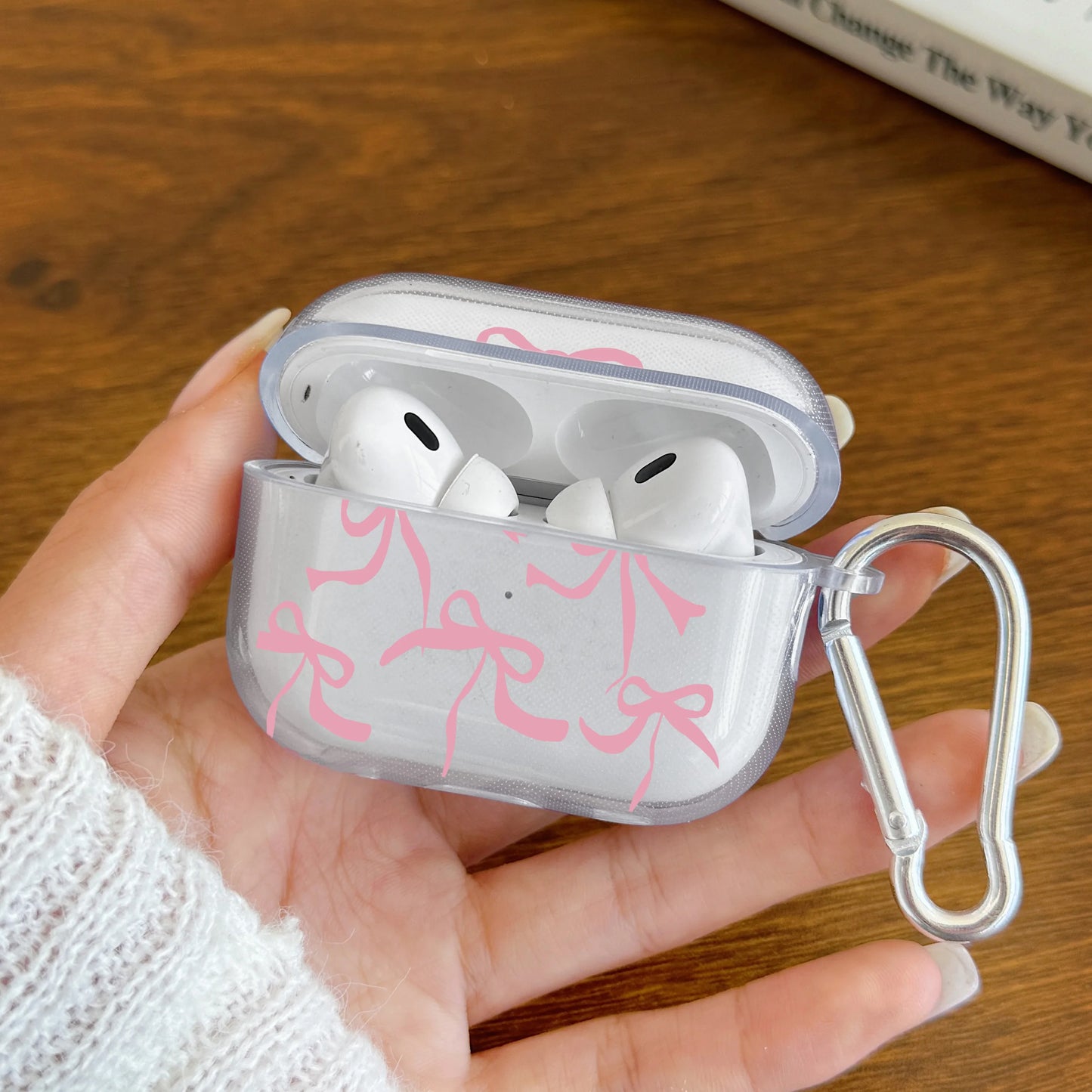Pink Bow Designed Case For AirPods 4 3 1 2 Gen TPU Earphone Protecitve Case For AirPods Pro 2/Pro Cover with Keychain Accessory