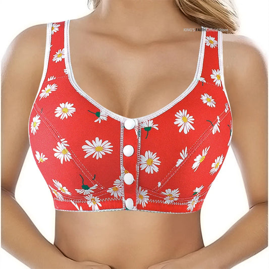 Bra For Women Wire Free Bra Cotton Underwear Front Closure Brassiere Women's Lingerie Large Bust 50 52 BCD Cup