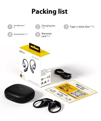 EarFun OpenJump Open-Ear Wireless Earbuds 4-mic AI Noise Cancellation IPX7 Waterproof Hi-Res LDAC Low Latency Earphone Custom