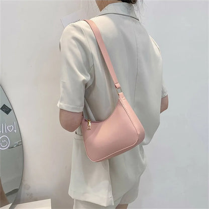 Women's Fashion Handbags Retro Solid Color PU Leather Shoulder Underarm Bag Casual Women  Handbags Designer Bag