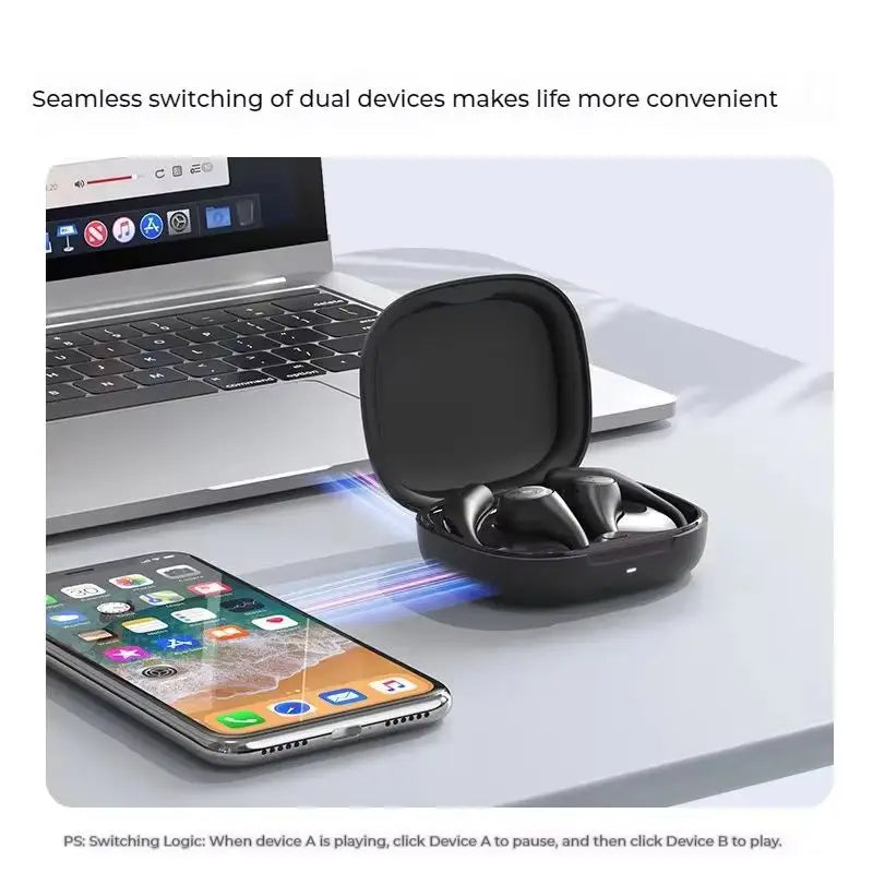 EarFun OpenJump Open-Ear Wireless Earbuds 4-mic AI Noise Cancellation IPX7 Waterproof Hi-Res LDAC Low Latency Earphone Custom