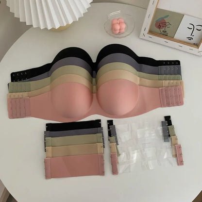 Bra NO Steel Ring Tube Top With Extension Belt Beauty Back Chest Wrap Without Straps Bralette Sexy Strapless Bra Women Bras