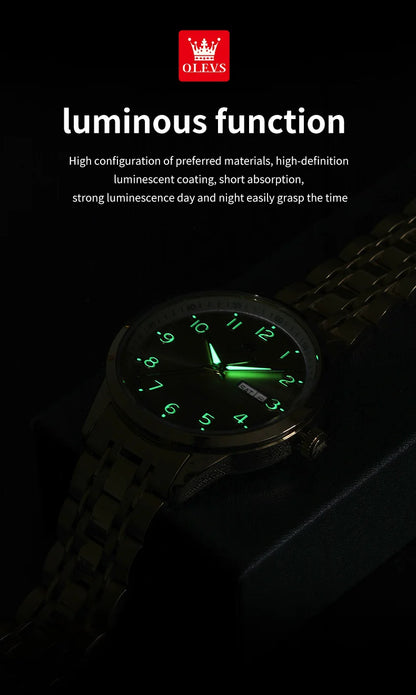 OLEVS Men Watches 7077 Luxury Fashion Top Brand Original Automatic Mechanical Watch for Man Double Scale Simple Trend Waterproof