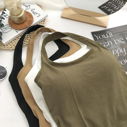 Women Halter Neck Tube Camis Sexy Backless Black White Tank Tops Streetwear Vest Female Crop Top Summer Basic T-shirts Ladies