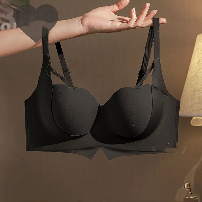 Women's Bra Lifting Non-marking Gathering Show Large Half Cups to Collect Side Breasts to Prevent Sagging Non-steel Ring Bra