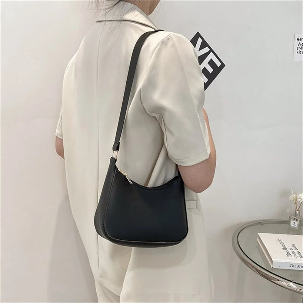 Women's Fashion Handbags Retro Solid Color PU Leather Shoulder Underarm Bag Casual Women  Handbags Designer Bag
