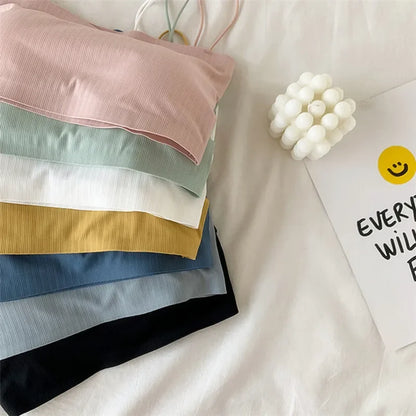 Women Sling Tube Top Sexy Bra Top Breathable Chest Pad Wearing Underwear Strapless Blouse Tube Top Bandeau