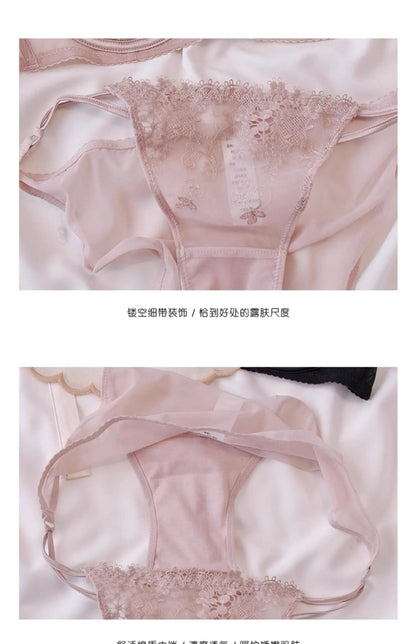 BANERDANNI Modest French Bra Set - Lace Minimizer Bust Reducer with Steel Ring Rabbit-Ear Slimming Support & Discreet Coverage