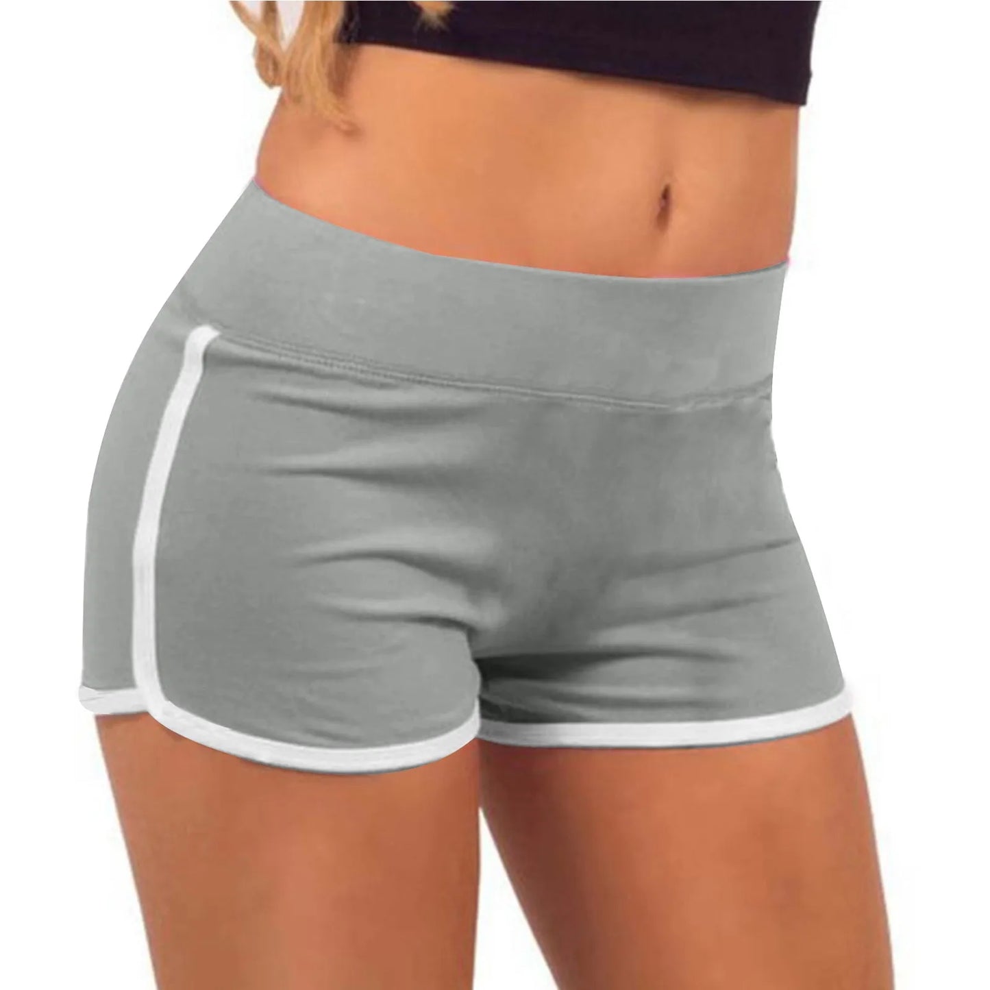 Women Mid Waist Shorts Girl Slim Fit High Stretchy Short Trousers Female Tight Shorts For Ladies Running Shorts Slim Fit Elastic