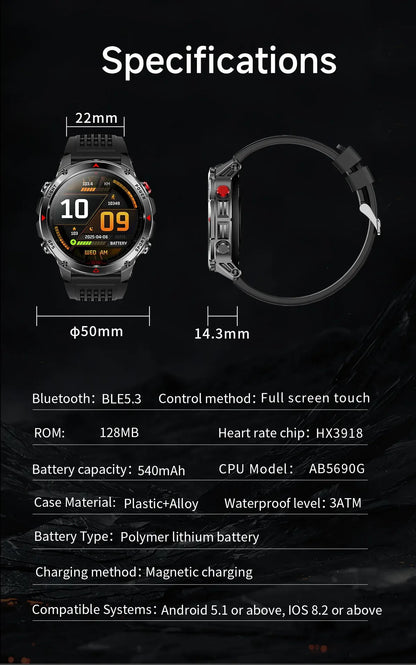 2025New Smart Watch For Men 1.46'' 360*360 HD AMOLED Color Display Voice Call Compass LED Sports Fitness Waterproof Watch Ladies