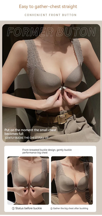 Front-button Sexy Enhancing Beautiful Back Bra for Young Girls with Small Breasts Anti-sagging Adjustable Side Bust Control Bra