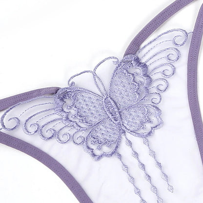 Women Sexy Underwear Lace Mesh See-through Comfortable Briefs Lace Butterfly Embroidery Breathable Low Waist Underpants