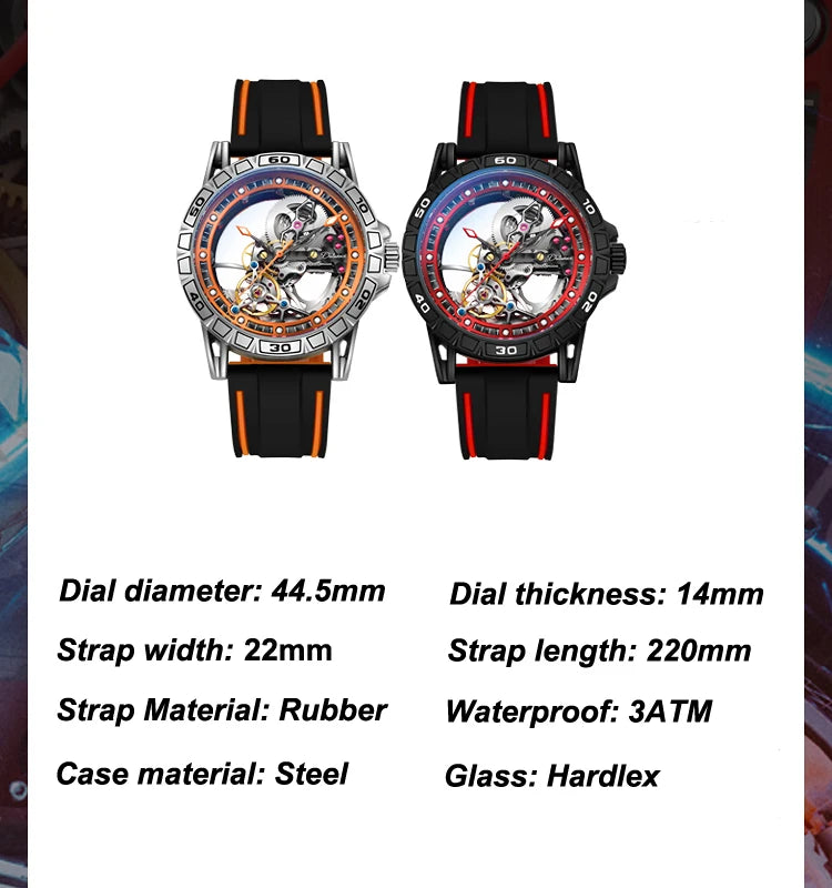 New Watches Mens Top Brand Luxury Automatic Mechanical Clock Casual Tourbillon Men Watch Sport Waterproof relogios masculino