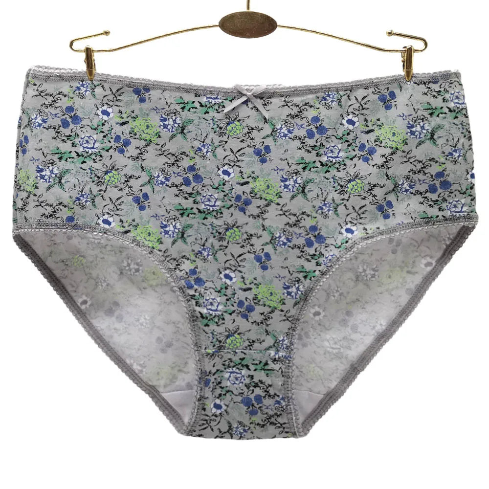 Woman Underwear Ladies Plus Size Briefs Print Cotton Panties Sexy Underpants Comfortable Breathable Knicke 2xl 3xl 4xl 6 pcs/lot