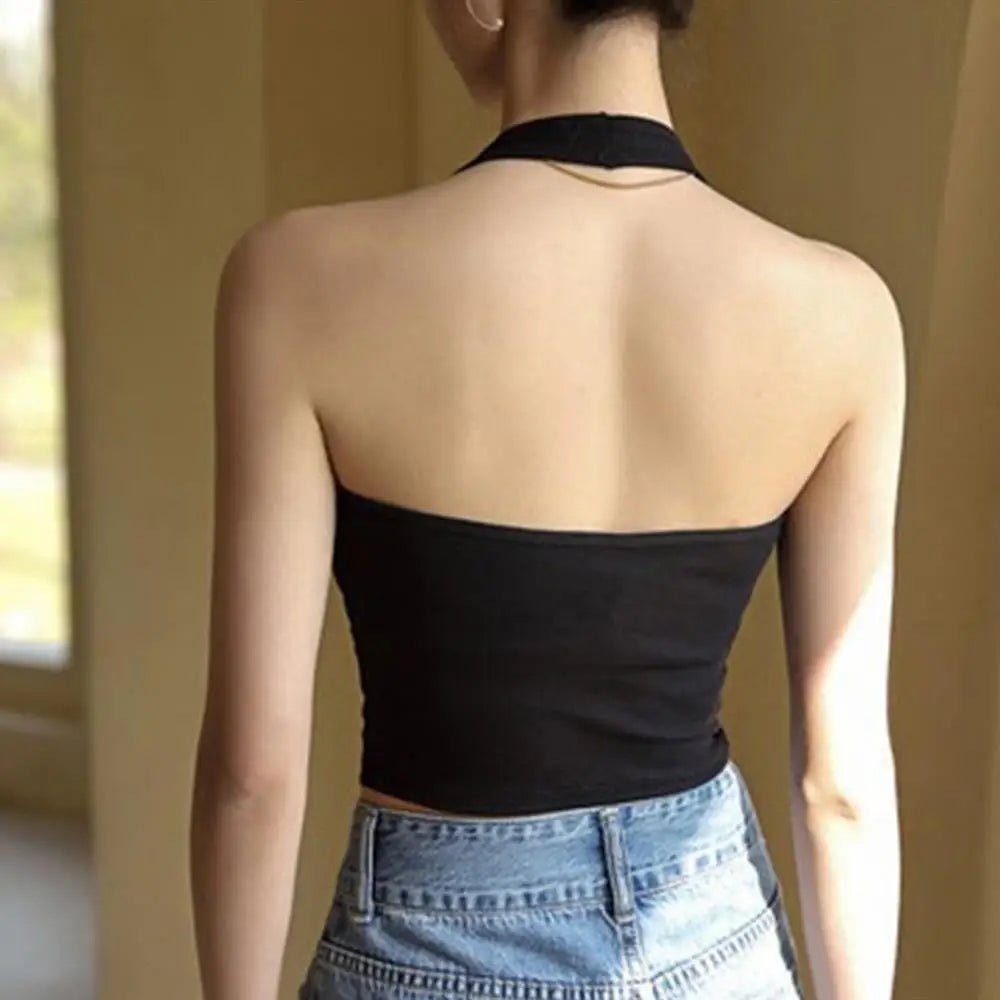 Women Halter Neck Tube Camis Sexy Backless Black White Tank Tops Streetwear Vest Female Crop Top Summer Basic T-shirts Ladies