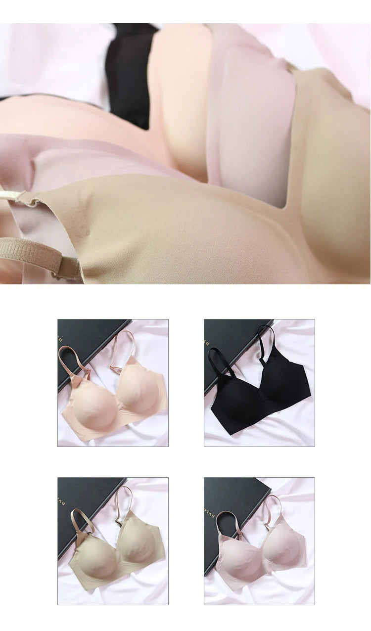 Women Silk Bra 89% Mulberry Silk 11% Spandex Lining 3/4 Cups Everyday wear Bra Wireless Wire Free Beige Black Intimates TA002