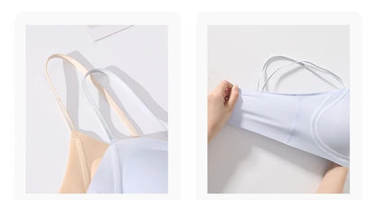 Women's Invisible Backless Tube Top with Liquid Foundation and No Steel Ring, Anti-sagging and Gathered Camisole Bra