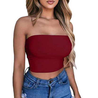 Women Sexy Strapless Tube Tops Off Shoulder Sleeveless Bustiers Crop Tops Backless Slim Fit Tank Vest Streetwear