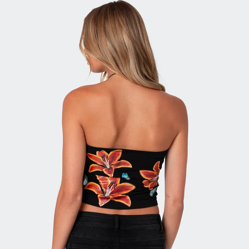 Sexy Tube Top Floral Print Bralette Mujer Mini Lenceria Femenina Ladies Bandeau Top Strapless Bra For Women Underwear Bustier
