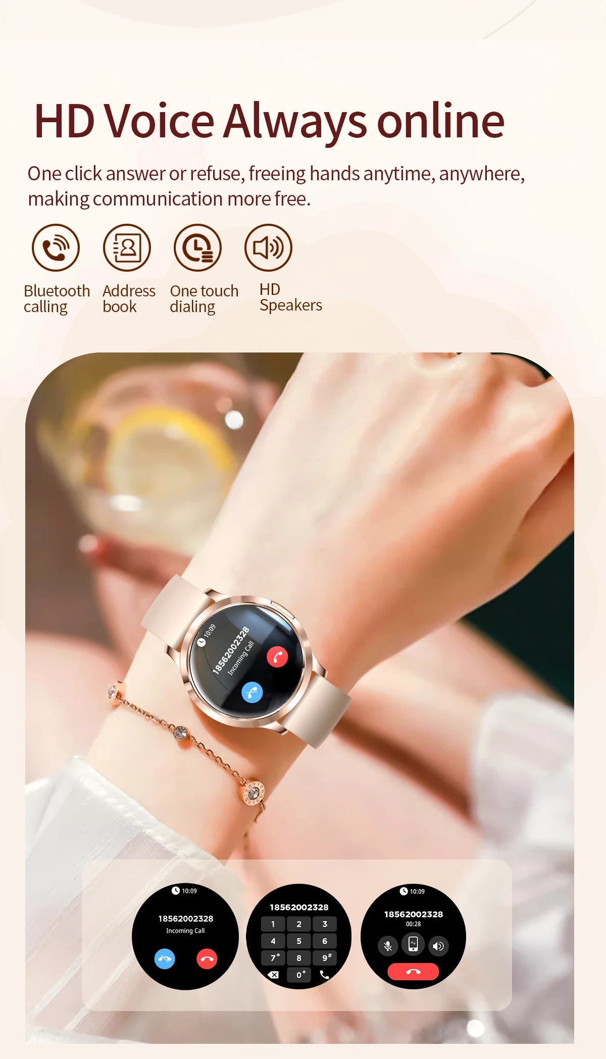 2025 New Smartwatch Women 1.32-inch AMOLED HD Screen Heart Rate Bluetooth Call IP68 Waterproof  Smart Men Watch For Android ios