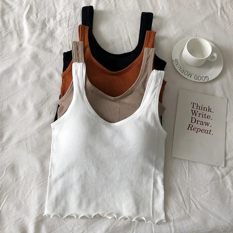 Cropped Tanks Ruffles Tube Top Women Bralette Crop Top Sexy Lingerie Bra Sports Underwear Fashion Ladies Street Tops Camisole