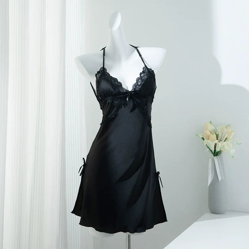Lace Women Nighty Robe Set Rayon Bathrobe Gown Loungewear Sexy Nightgown Sleepwear Summer Kimono Home Dress