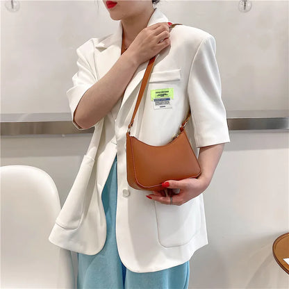Women's Fashion Handbags Retro Solid Color PU Leather Shoulder Underarm Bag Casual Women  Handbags Designer Bag