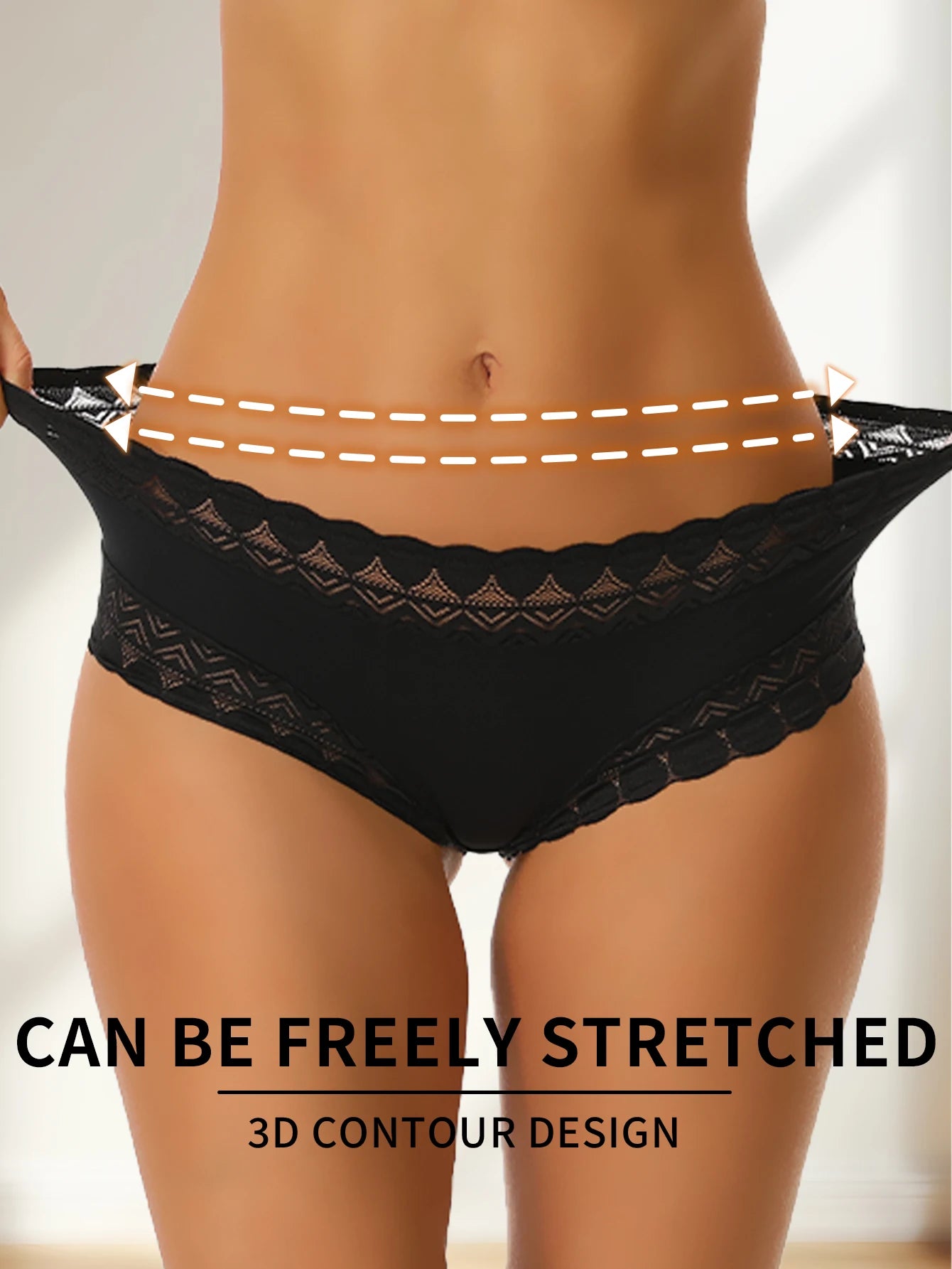 Women's underwear new summer sexy lace mid-low waist black underwear lifting buttocks and belly lightweight breathable without a