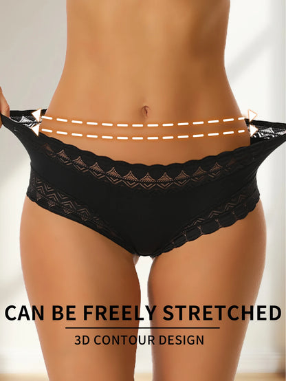 Women's underwear new summer sexy lace mid-low waist black underwear lifting buttocks and belly lightweight breathable without a