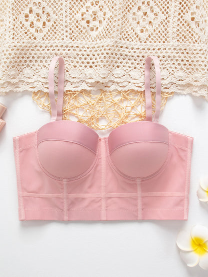 Breathable Bra Buckle Style Design Adjustable Size Solid Color Simplicity Elegant Comfortable New Shoulder Strap Gauze Bra